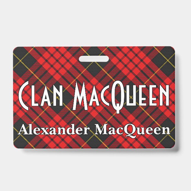Tarjeta De Identificación Tartan del Clan MacQueen Snappy (Parte frontal)