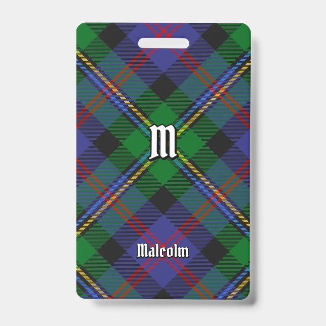 Tarjeta De Identificación Tartan del Clan Malcolm (Parte frontal)