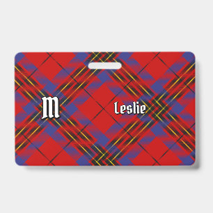 Tarjeta De Identificación Tartan Rojo Clan Leslie
