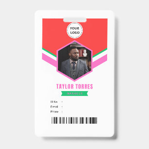 Tarjeta De Identificación Taylor Insignia del gerente de empresa de foto d