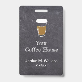 Tarjeta De Identificación Taza en Pizarra Empleado de Cafetería Comercial