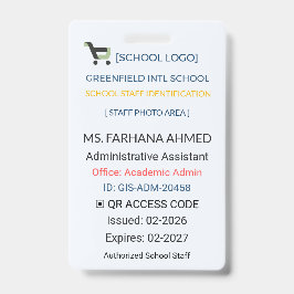 Tarjeta De Identificación Teacher Badge | Assistant ID – School Staff