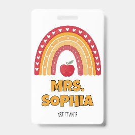 Tarjeta De Identificación Teacher ID Badge Holder – Rainbow Design