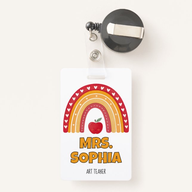 Tarjeta De Identificación Teacher ID Badge Holder – Rainbow Design (Reverso retráctil)