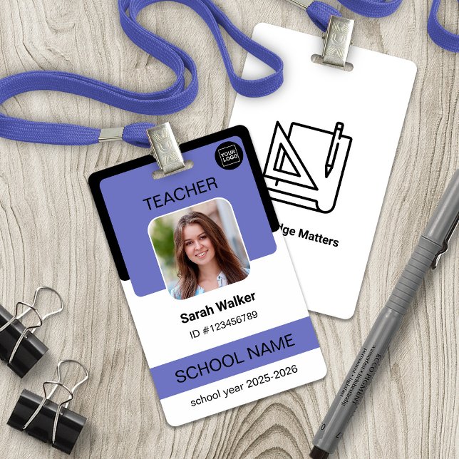 Tarjeta De Identificación Teacher Photo ID Badge – School Staff - Purple (Teacher Photo ID Badge – School Staff - Purple)