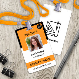 Tarjeta De Identificación Teacher Photo ID Badge – School Staff - Yellow