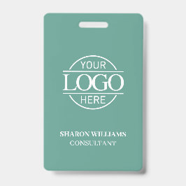 Tarjeta De Identificación Teal Green Employee ID with Custom Business Logo