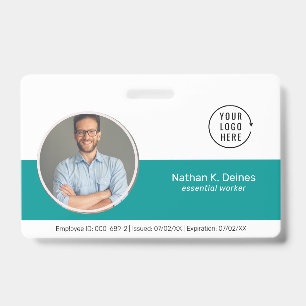 Tarjeta De Identificación Teal ID   Empresa de Fotografía ID de Empleado Seg