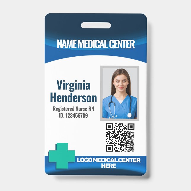 Tarjeta De Identificación Template Employee Photo Nurse ID Badge (Anverso)