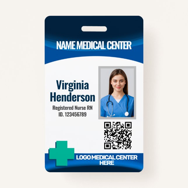 Tarjeta De Identificación Template Employee Photo Nurse ID Badge (Anverso)