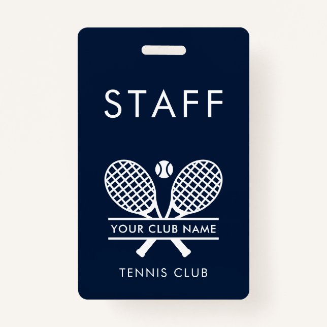 Tarjeta De Identificación Tennis Country Club Nombre Raquetas Motif Staff (Anverso)