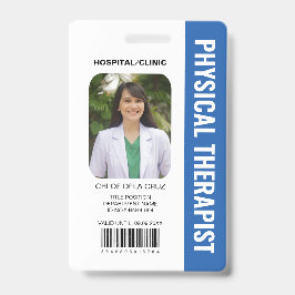 Tarjeta De Identificación Terapeuta físico del cliente ID azul del personal 
