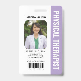 Tarjeta De Identificación Terapeuta físico del cliente personal médico púrpu