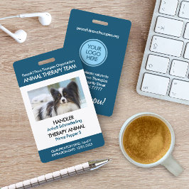 Tarjeta De Identificación Terapia azul Personalizado animal Foto ID
