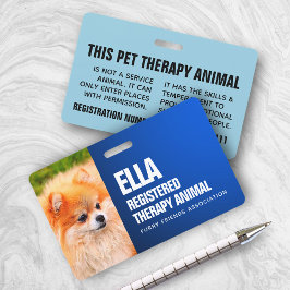 Tarjeta De Identificación Terapia azul registrada, Personalizado animal, fot
