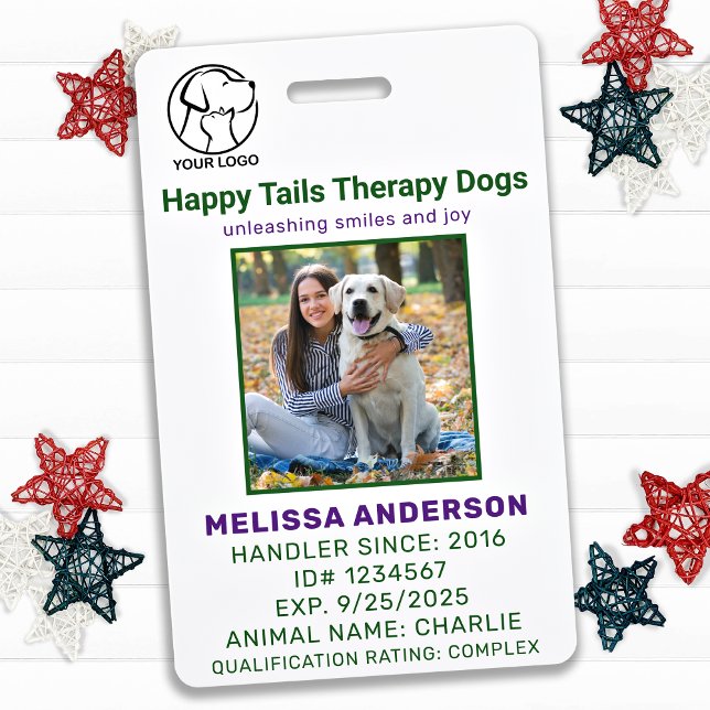 Tarjeta De Identificación Terapia personalizada Insignia de foto de perro an (Subido por el creador)