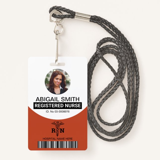 Tarjeta De Identificación Terracota Enfermera caduceus foto (Anverso son cordón)