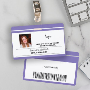 Tarjeta De Identificación Texto de logotipo de foto de nombre de empleado pe