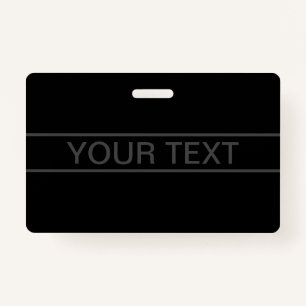 Tarjeta De Identificación Texto de personalizable Negra y gris oscuro