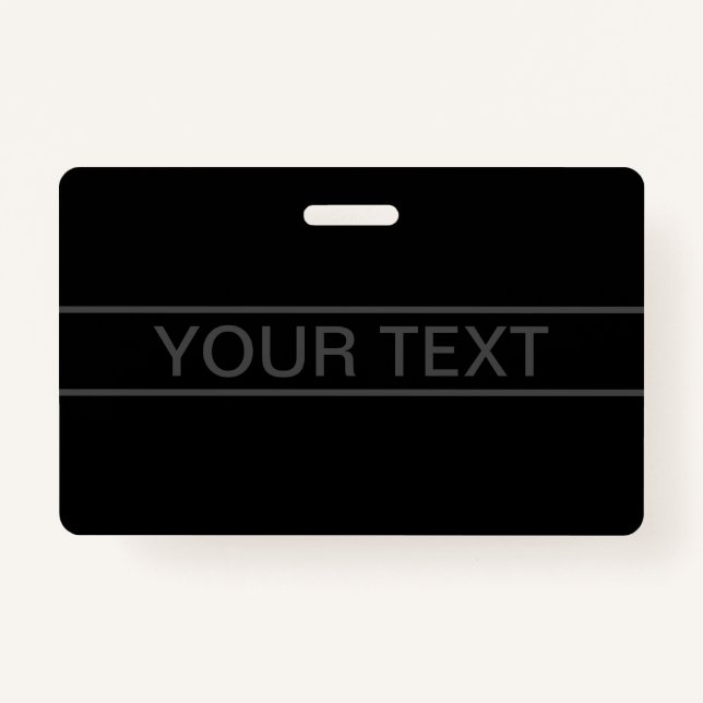Tarjeta De Identificación Texto de personalizable | Negra y gris oscuro (Anverso)