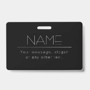 Tarjeta De Identificación Texto editable minimalista moderno   Negro y blanc