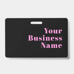 Tarjeta De Identificación Texto editable retro-moderno Negro y rosa