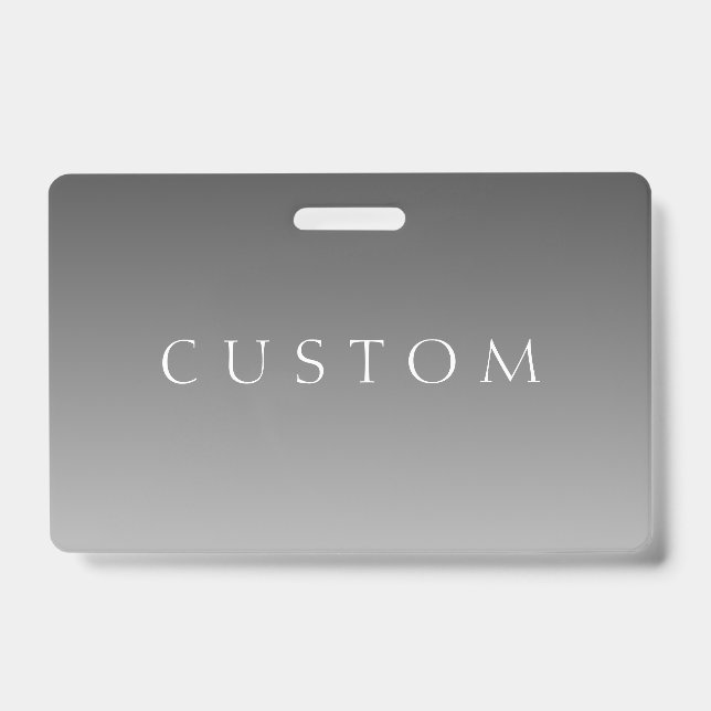 Tarjeta De Identificación Texto elegante sobre gradiente ombré gris moderno  (Parte frontal)