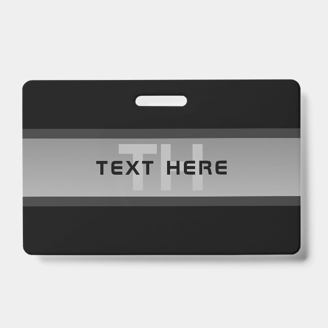 Tarjeta De Identificación Texto moderno con capas de Personalizable | Negro  (Parte frontal)