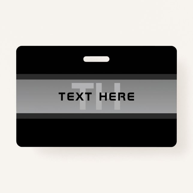 Tarjeta De Identificación Texto moderno con capas de Personalizable | Negro  (Anverso)