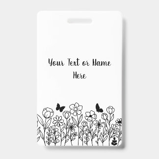 Tarjeta De Identificación Texto personalizado con flores