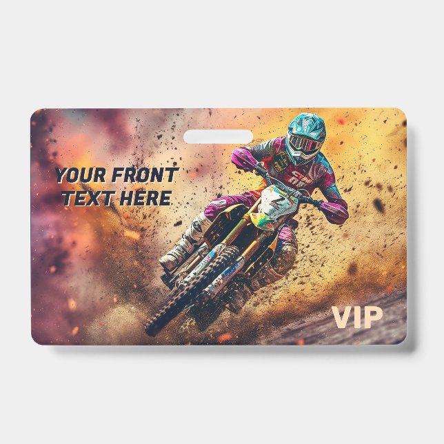 Tarjeta De Identificación Texto personalizado de motocross (Parte frontal)
