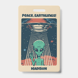 Tarjeta De Identificación Texto personalizado OVNI Alien