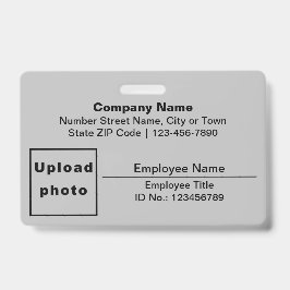 Tarjeta De Identificación Textos livianos con foto de empleado Rectángulo gr