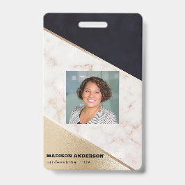 Tarjeta De Identificación Textura de champán de mármol de oro rosa