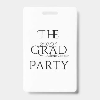 Tarjeta De Identificación The grad party name 20XX bold letter graduatsimple