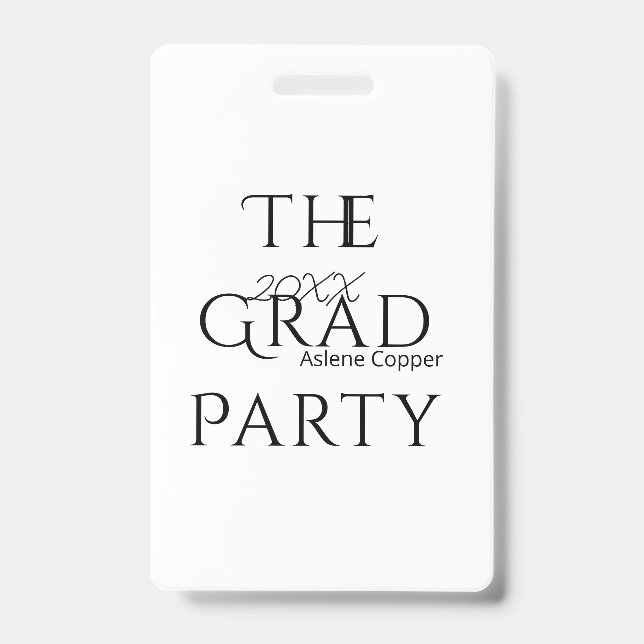 Tarjeta De Identificación The grad party name 20XX bold letter graduatsimple (Parte frontal)