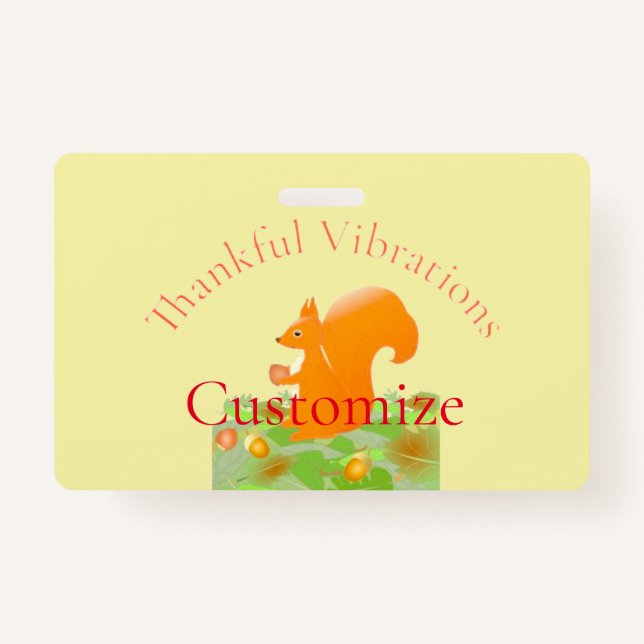 Tarjeta De Identificación Thunder_Cove, ardilla de vibraciones agradecidas (Anverso)