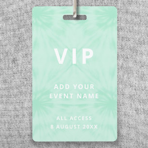 Tarjeta De Identificación Tie Dye Festival de Concierto Verde Mint VIP Eve