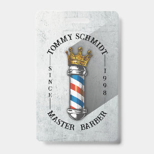 Tarjeta De Identificación Tienda de peinado de barbero Rey Corona Poste de b