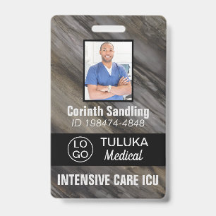 Tarjeta De Identificación Tintas Gris Café Negro Medica Photo ID