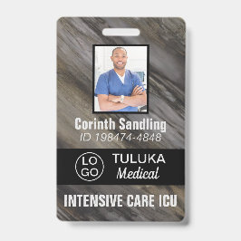 Tarjeta De Identificación Tintas Gris Café Negro Medica Photo ID