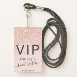 Tarjeta De Identificación Tipografía Rosa purpurina dorado Sweet 16 VIP<br><div class="desc">¡Pases VIP! Rosa purpurina de oro tipografía rosa dulce dulce 16 pase VIP,  perfecto para sus invitados especiales!</div>