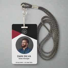 Tarjeta De Identificación Título de foto de empleado personalizado y logotip