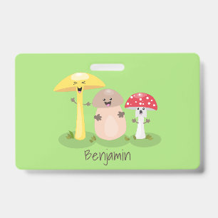 Tarjeta De Identificación Toadstool de hongos de hongo de kawaii