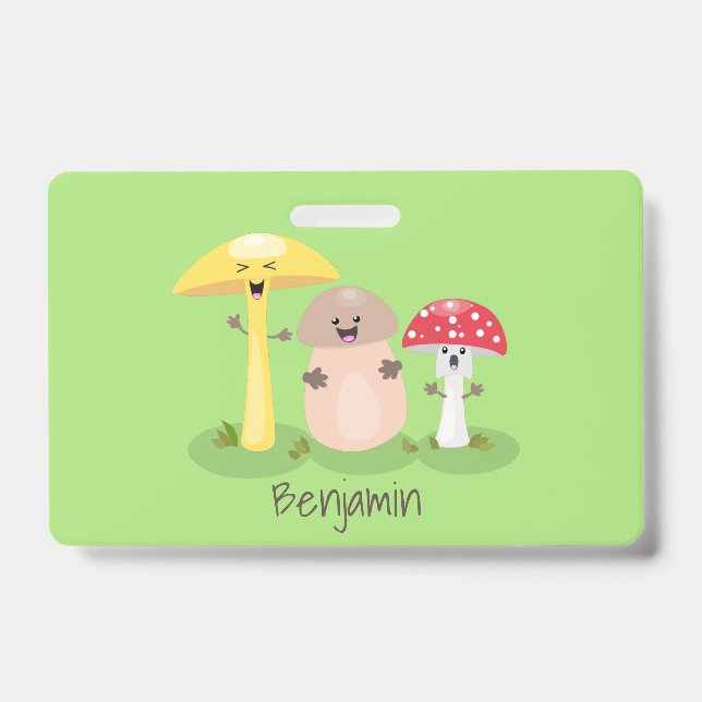 Tarjeta De Identificación Toadstool de hongos de hongo de kawaii (Parte frontal)