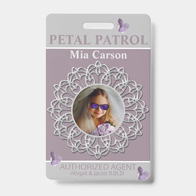 Tarjeta De Identificación Toda la temporada Lilac Petal Patrulla Flor Insign (Parte frontal)