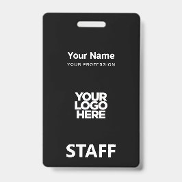 Tarjeta De Identificación Total Black Employee Name Business Logo Staff Tag