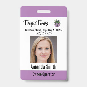 Tarjeta De Identificación Tour Guide Photo ID Purple