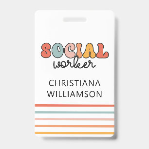 Tarjeta De Identificación Trabajador Social Retro Personalizado