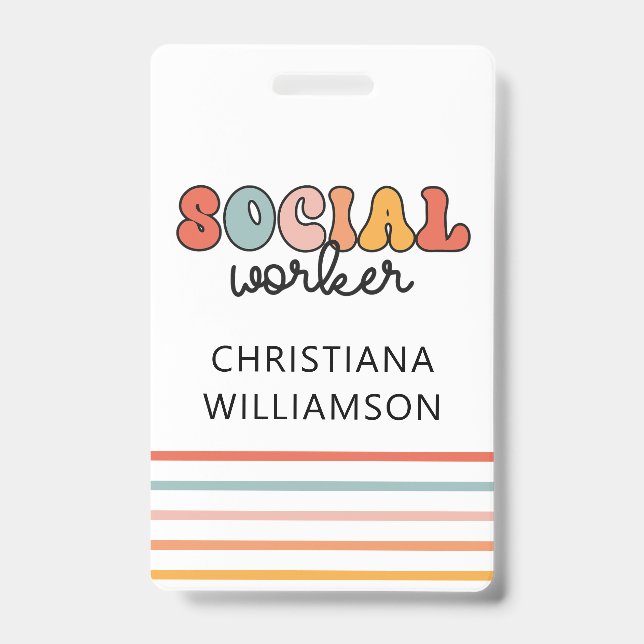 Tarjeta De Identificación Trabajador social retro personalizado (Front)